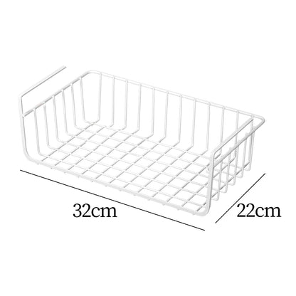 1pc White/Black Hanging Net Basket Iron Material Large Capacity Hanging Under Cabinet Wall Wardrobe Storage Basket Kitchen Tools