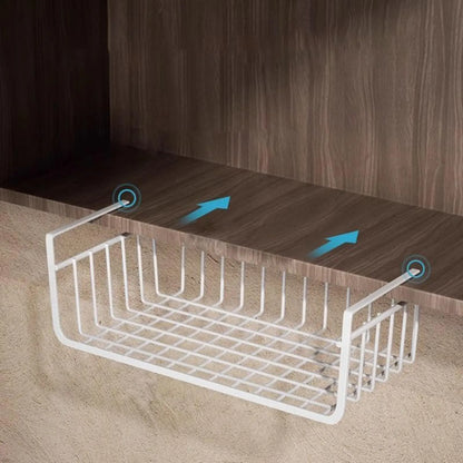 1pc White/Black Hanging Net Basket Iron Material Large Capacity Hanging Under Cabinet Wall Wardrobe Storage Basket Kitchen Tools
