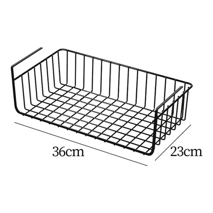 1pc White/Black Hanging Net Basket Iron Material Large Capacity Hanging Under Cabinet Wall Wardrobe Storage Basket Kitchen Tools