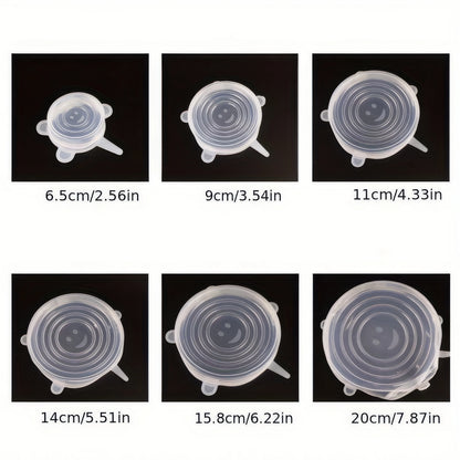 6/12/18 Piece Set of Silicone Fresh-keeping Cover in White, Reusable, Suitable for Refrigerators and Various Scenarios