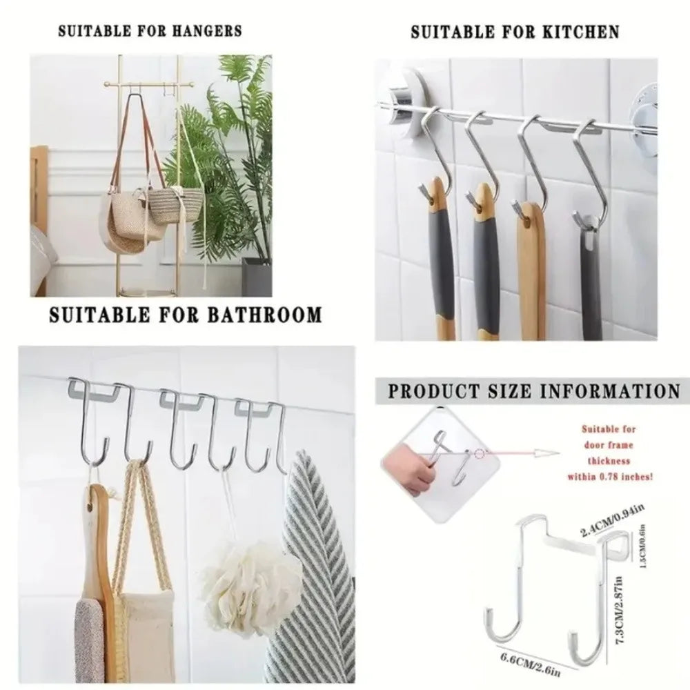 1 Piece Silver Metal Seamless Hook, Suitable for Kitchens, Bathrooms, and Wardrobes, No Drilling Required, Easy To Install