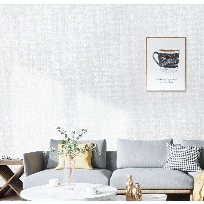 50cm Linen 3D Foam Self-adhesive PVC Solid Color Thickened Waterproof Background Wall Renovation Wallpaper Wall Stickers