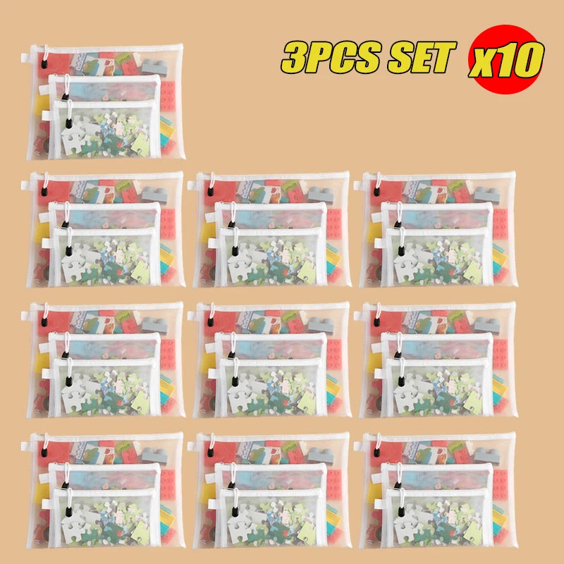 1-30 PCS Mesh Zipper File Bag Waterproof Moisture-proof Zipper Folder Toy Storage Bag Storage Tools Cosmetic Organization Bag