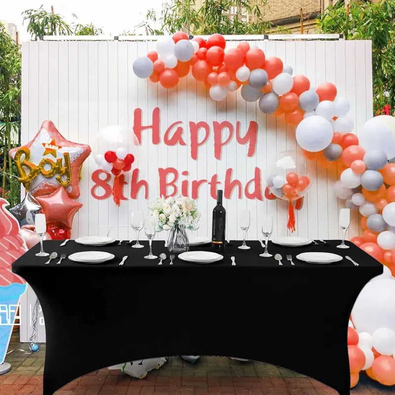 4/6/8 FT Solid Color High Stretch Rectangle Table Cloth For Birthday Wedding Banquet Restaurant Festival Party Supply All Color