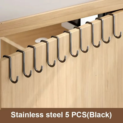 1 Piece Silver Metal Seamless Hook, Suitable for Kitchens, Bathrooms, and Wardrobes, No Drilling Required, Easy To Install