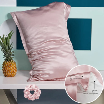 DISANGNI 100% Natural Mulberry Silk Pillowcase for Hair and Skin - Front in Pure Silk & Back in Breathable Lyocell Fiber, 1 Pack