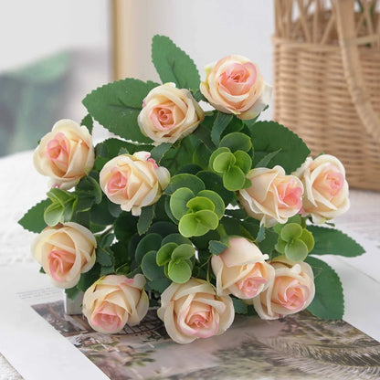 Artificial Flowers Vase for Home Decor Outdoor Garden Christmas Eucalyptus Leaves Fake Plants Wedding Party Silk Roses Bouquet