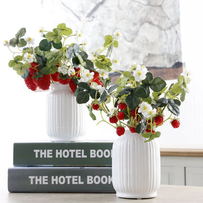 French Frambuesa Artificial Fake Strawberry Fruit Plant Flower Branch Bouquet Wedding Home Decor