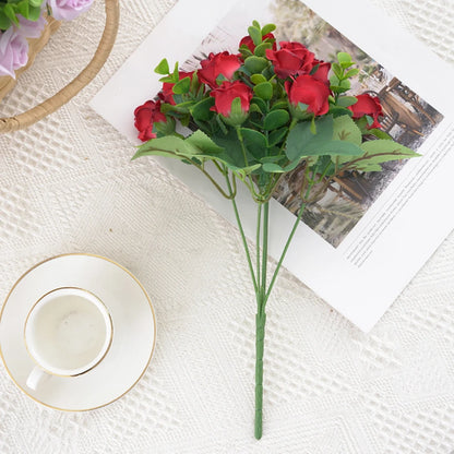 Artificial Flowers Vase for Home Decor Outdoor Garden Christmas Eucalyptus Leaves Fake Plants Wedding Party Silk Roses Bouquet