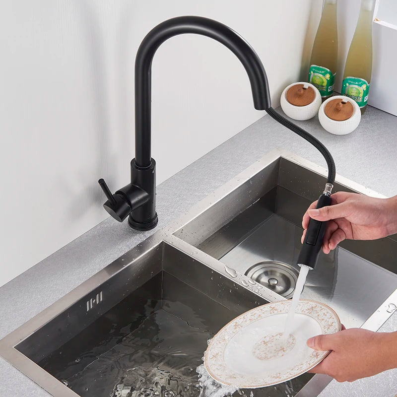 Black Pull Out Sensor Kitchen Faucet Touch Control Faucet 2 Function Mixer For Sink Tap Sprayer Single Handle Mixer Tap