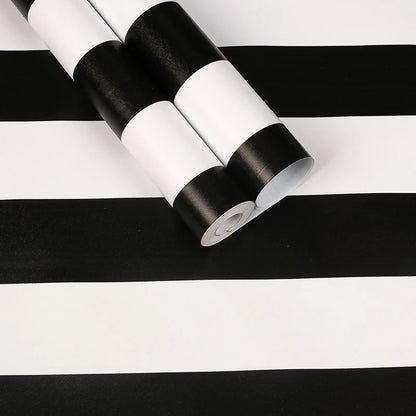 Stripe Black White Peel and Stick Wallpaper Vinyl Waterproof Self-Adhesive Wallpaper Removable Contact Paper Decorative Stickers