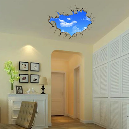 New 3D Blue Sky White Clouds Wall Sticker For Kids Rooms Ceiling Roof Wall Decal Home Decor Self-adhesive Floor Art Mural Poster