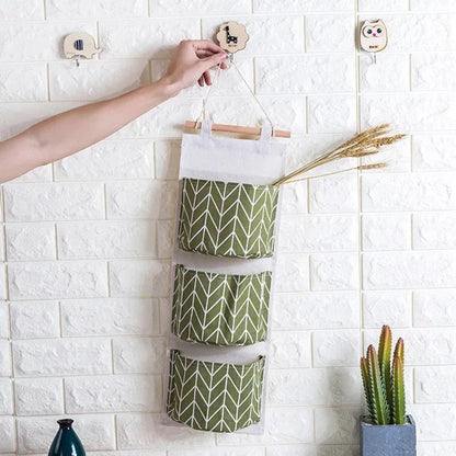 3 Pockets Tree leaf Hanging Storage Bag Wall Mounted Storage Bag Closet Bathroom Organizer Clothes Room Toys Pouch Home Decor