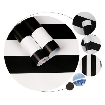 Stripe Black White Peel and Stick Wallpaper Vinyl Waterproof Self-Adhesive Wallpaper Removable Contact Paper Decorative Stickers