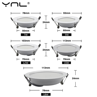 7W 9W 12W 15W 18W Spot LED Downlight AC 220V 240V Waterproof Warm White Cold White Kitchen Round Recessed Lamp LED Spot Lighting