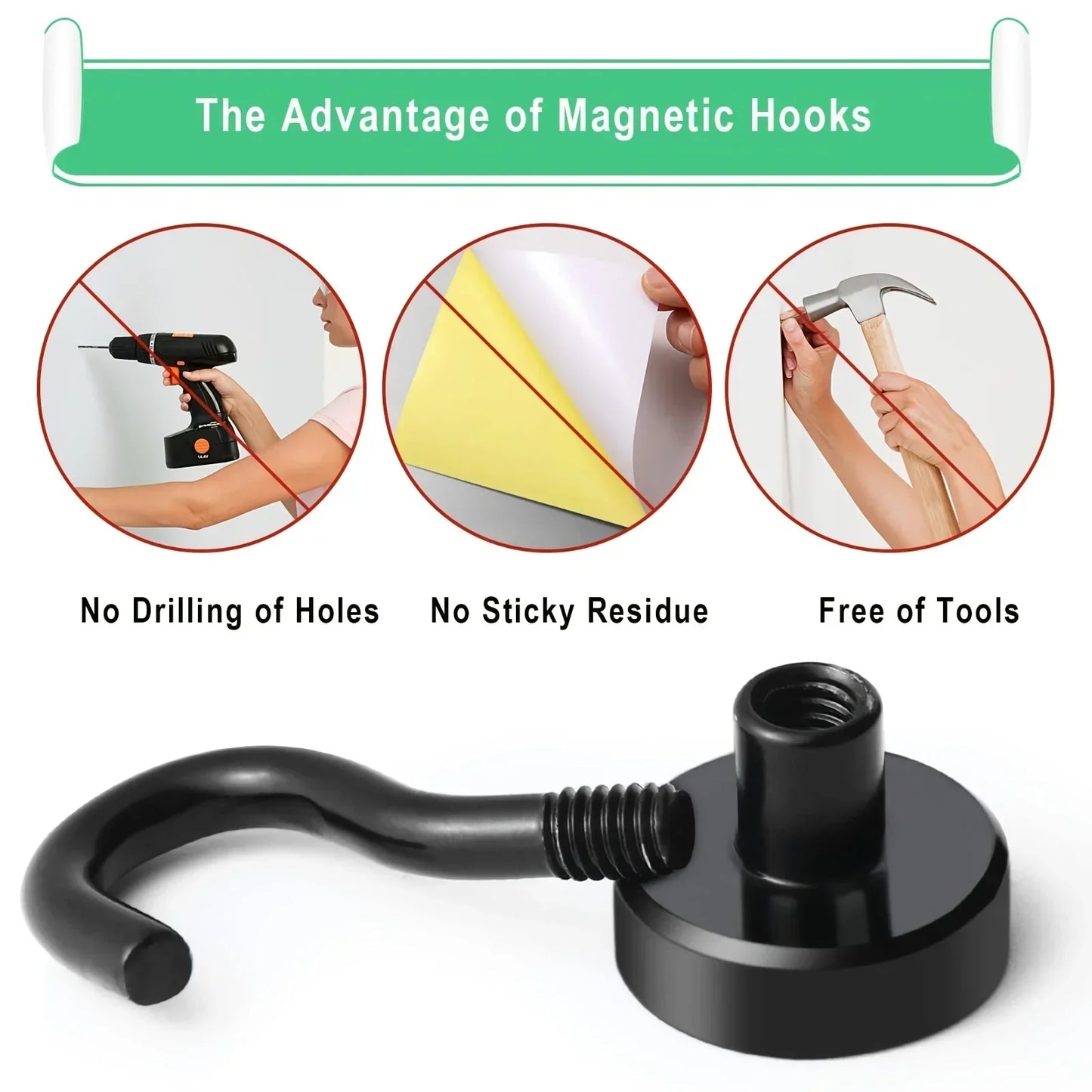 Black Magnetic Hooks, 25Lbs Strong Heavy Duty Cruise Magnet S-Hooks for  Hanging, Cabins, Grill, Kitchen, Garage, Workplac