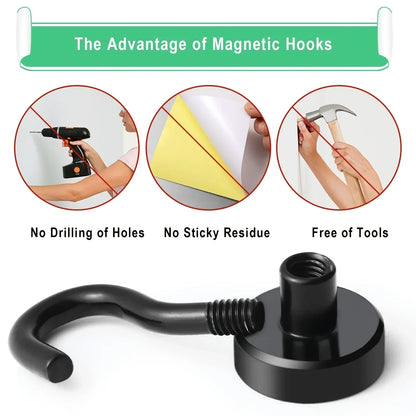 Black Magnetic Hooks, 25Lbs Strong Heavy Duty Cruise Magnet S-Hooks for  Hanging, Cabins, Grill, Kitchen, Garage, Workplac