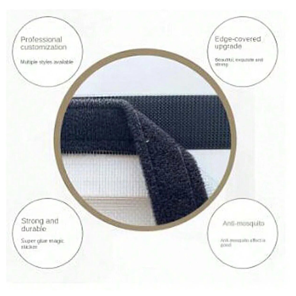 zipper opening style window anti mosquito White mesh with black edging door curtain with multiple sizes, thin mesh invisible gla