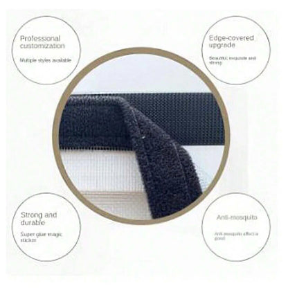 zipper opening style window anti mosquito White mesh with black edging door curtain with multiple sizes, thin mesh invisible gla