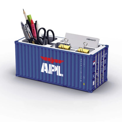Miniature Realistic Shipping Container Model Simple Multifunctional Office Desktop Pen Holder Storage Box Home Decor Craft