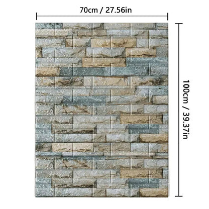 70cm*1M 3D Brick Pattern Wall Panels Wallpaper DIY Waterproof for Living Room Bedroom Kitchen Background Wall Decoration