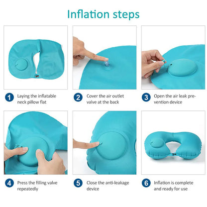 1pc U-Shaped Auto-Inflate Neck Pillow Home Office Car Use Travel Pillow Portable Comfortable Flocking Surface Pillow Gift