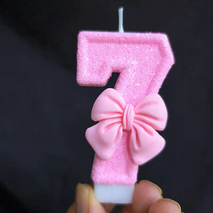Creative Digital 0-9 Number Birthday Cake Candles New Girls Pink Bow Household Home Decor Ornaments Cakes Decorations Candle