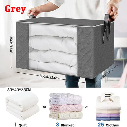 Large Capacity Clothes Storage Bag Foldable Dustproof Blanket Cotton Quilt Storage Containers for Organizing Bedroom Closet Bag