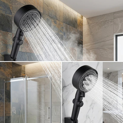 Adjustable High Pressure Shower Head with 5 Modes Water Saving One-Key Stop Spray Nozzle - Bathroom Shower Accessories with Hose