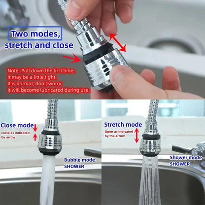 Kitchen faucet sprinkler water-saving device lengthening rotating splash proof sprinkler spray extender bubbler