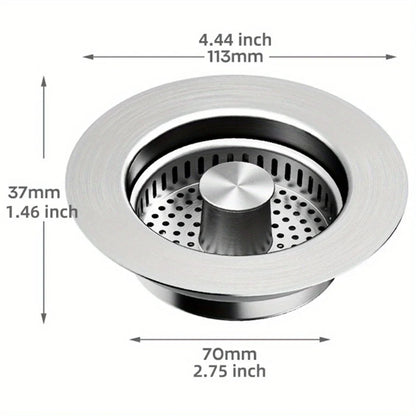 3-in-1 Sink Strainer – Pop-Up Stopper with Anti-Clog Basket and Odor Filter