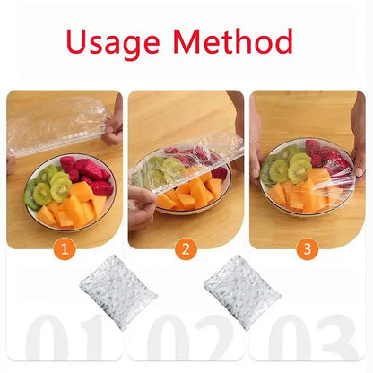 50 Pieces Disposable Food Cover Plastic Wrap Food Grade Fruit And Vegetable Plastic Bags Elastic Plastic Bags Kitchen Organizer