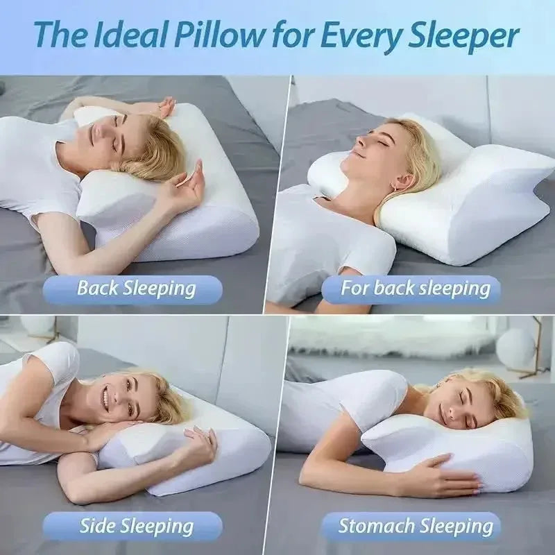 New Deep Sleep Pillow Horn Butterfly Pillow Cervical Spine Pillow Neck Pillow Sleeping Pillow Slow Rebound Memory Cotton Pillow