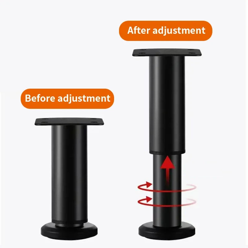 Home 4pcs Adjustable Height Furniture Support Legs, Black Telescopic Table Legs, Used for Tables, Bed Frames, TV Cabinets, Sofas
