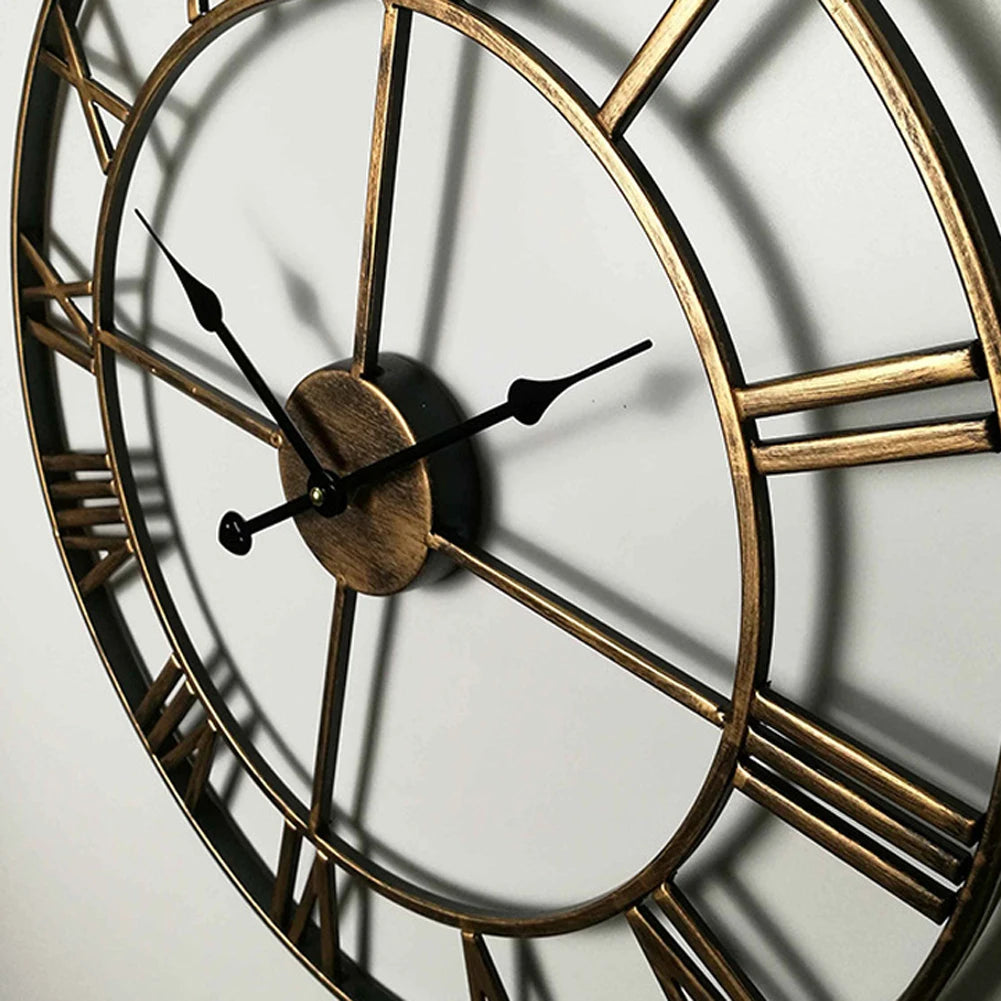 3D Roman Numerals Clock Iron Art Wall Hanging Clock Time Display Metal Silent Clock Room Arrangement Wall Ornament Home Decor