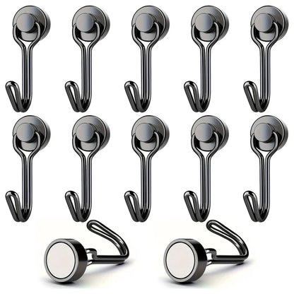 3/6/12/20Pcs Black Magnetic Hooks Cruis Heavy Duty Magnetic Hangers, Extra Strong Magnets with Hook for Hanging, Resistant Base