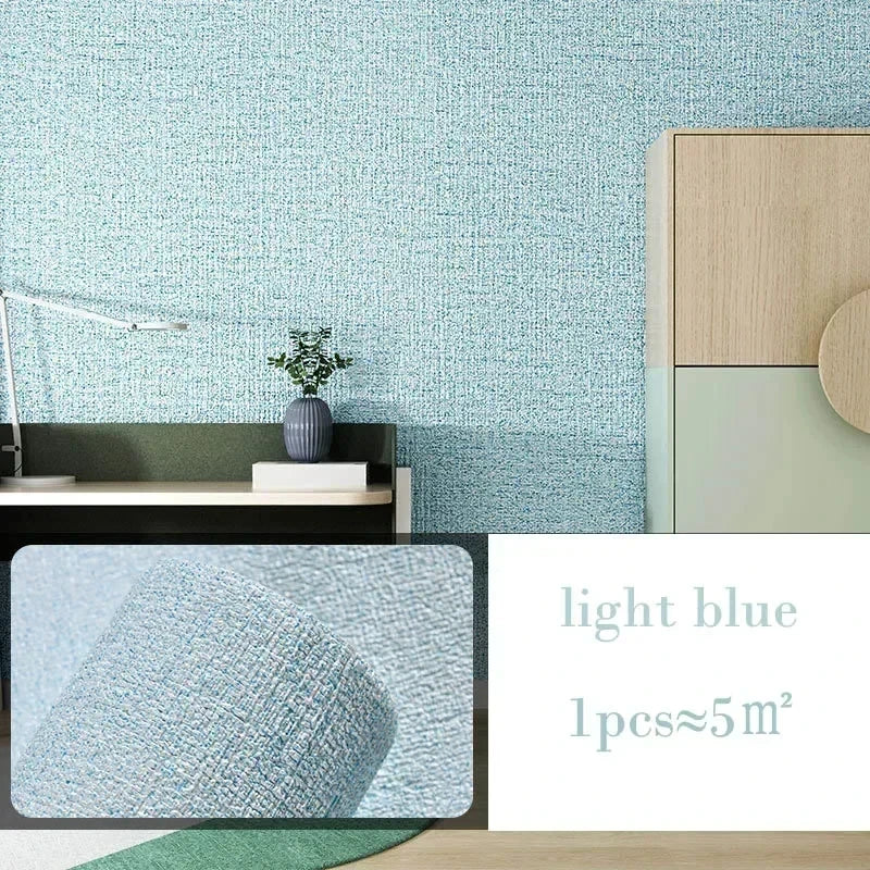10m 3D Thicken self-adhesive wallpaper linen plain Diatom Mud wall stickers color decor renovation anti-collision Home Decor