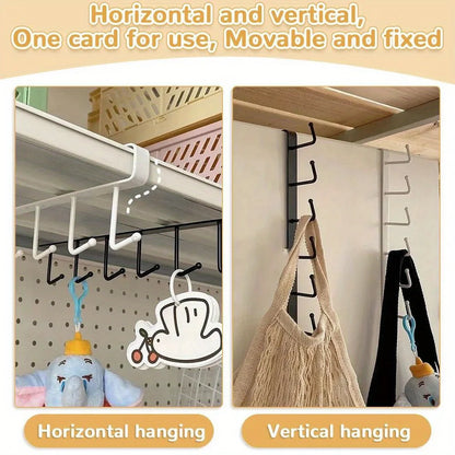 1pc Kitchen Shelf Storage Clothes Hanging Organizer Cup Holder Glass Mug Holder 6 Hooks Storage Rack 2030