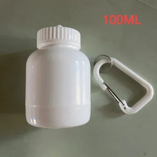 100/200ML Portable Mini Protein Powder Bottle with Keychain Health Funnel Medicine Box Container Small Cup Outdoor Sport Storage