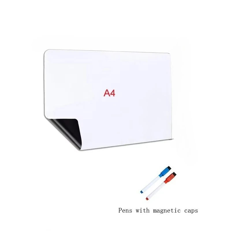 1Pc Flexible Magnetic Whiteboard Stickers A3+A4 with Erasable Markers Refrigerator Memo Board for Kitchen Grocery List