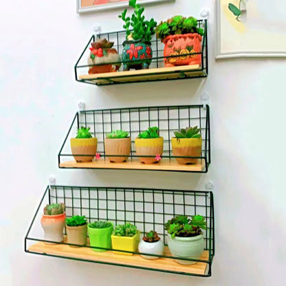 1pc Creative Wall Mounted Shelves, Bedroom Iron Wall Hanging Storage Shelves, Storage Baskets, Hanging Shelves, Home Furnishings