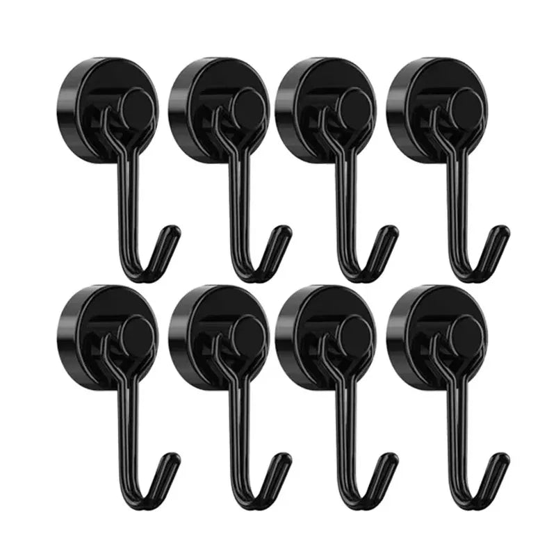 8PCS Magnetic Hooks Heavy Duty Magnets Hook Strong Neodymium Magnet With Swivel Hooks For Home Kitchen Refrigerator