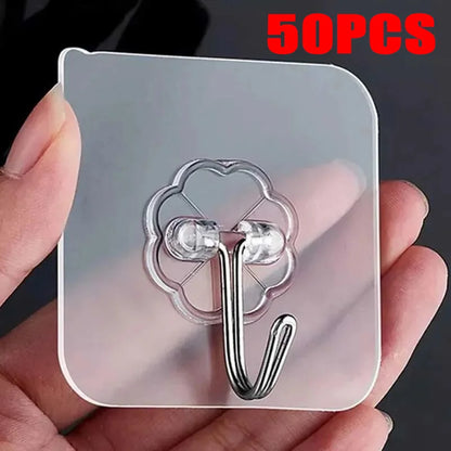 Self-adhesive Adhesive wall Hanging hooks Heavy Duty Transparent Seamless Hooks Keys Bathroom Shower Outdoor Kitchen Door Home