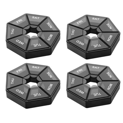 2/4Pcs 7 Days Pill Storage Box Mini Travel Portable Medicines Dispenser Box Multifunction Plastic Seven Compartment Sealer Box