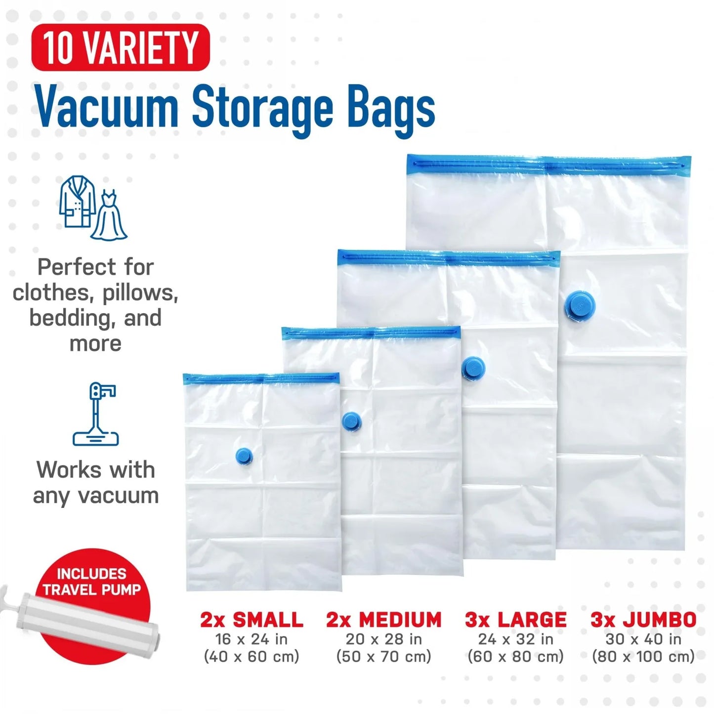 3-5PCS Vacuum Storage Bags, Space Saver Bags  Compression for Comforters and Blankets Clothes Travel Packing Organizer