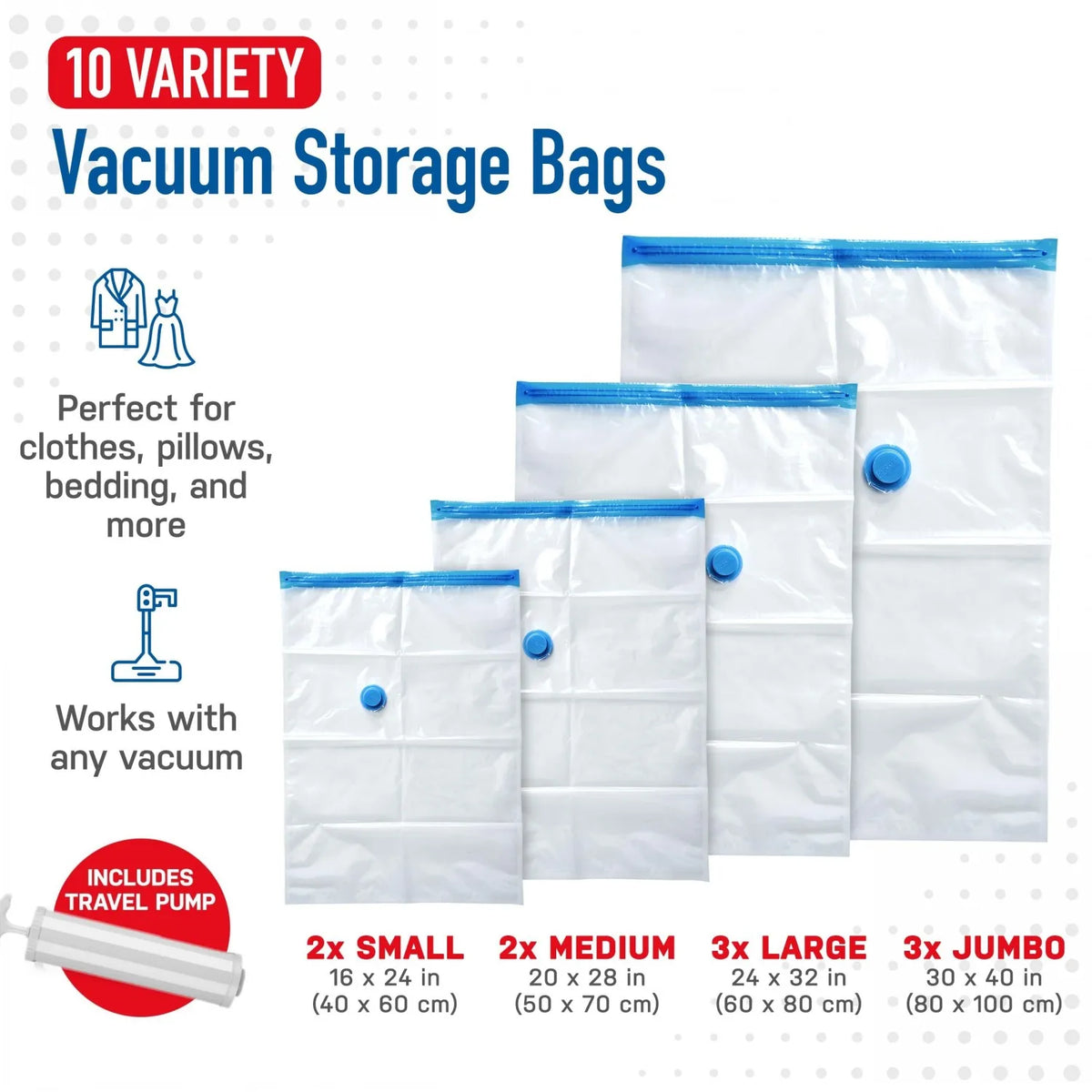 3-5PCS Vacuum Storage Bags, Space Saver Bags  Compression for Comforters and Blankets Clothes Travel Packing Organizer
