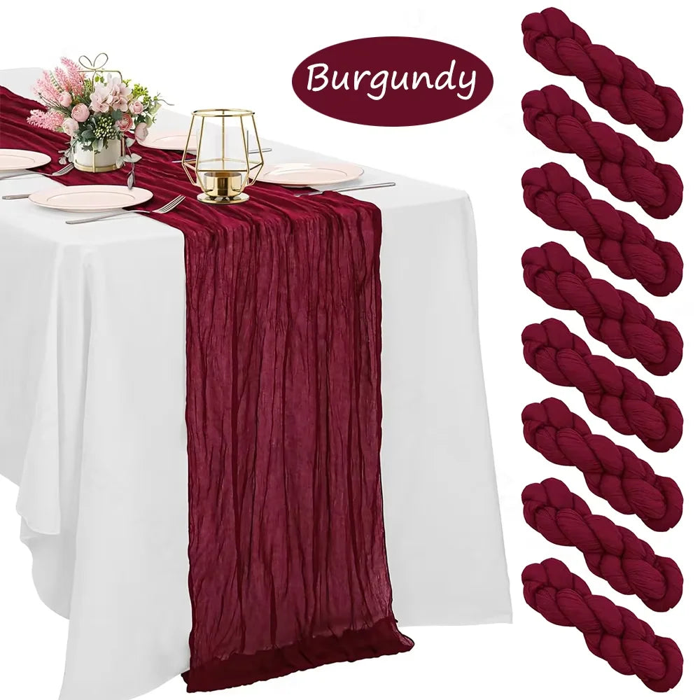 Bali gauze, Burgundy table flag, wool cloth, gauze, country table flag, wedding and birthday party decoration