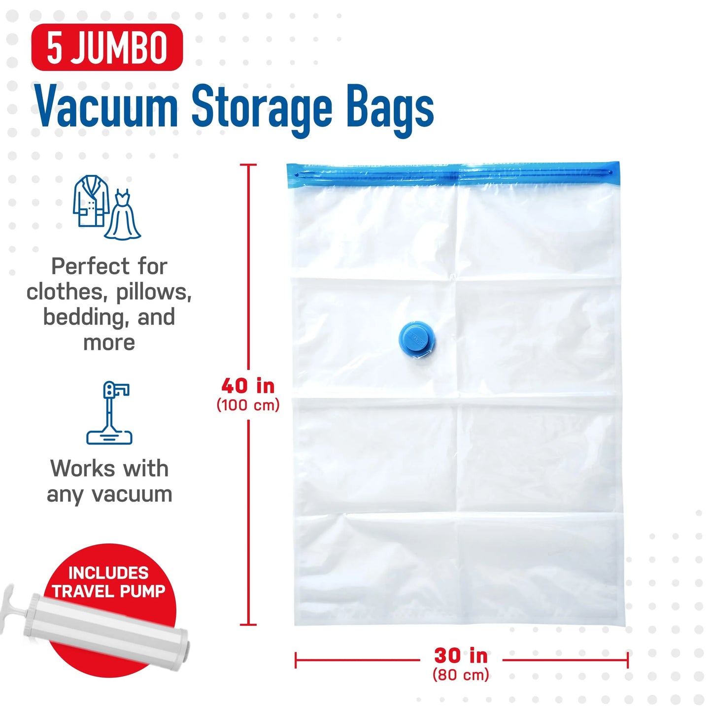 3-5PCS Vacuum Storage Bags, Space Saver Bags  Compression for Comforters and Blankets Clothes Travel Packing Organizer