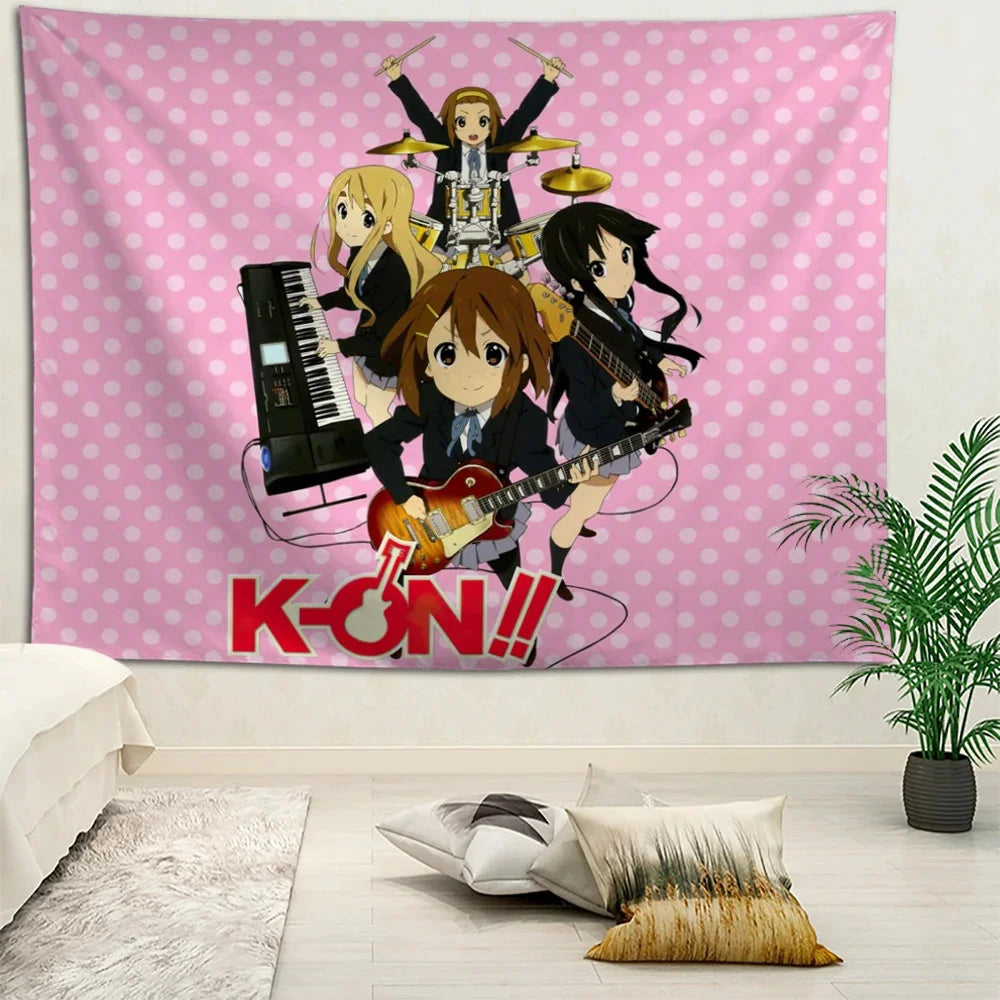 K-ON！Anime Tapestry Wall Hanging Bohemian Wall Tapestries Mandala Home Decor Accessories