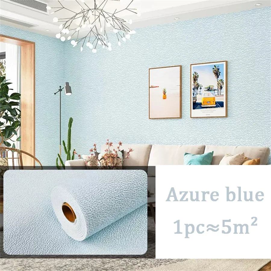 10m 3D Thicken self-adhesive wallpaper linen plain Diatom Mud wall stickers color decor renovation anti-collision Home Decor